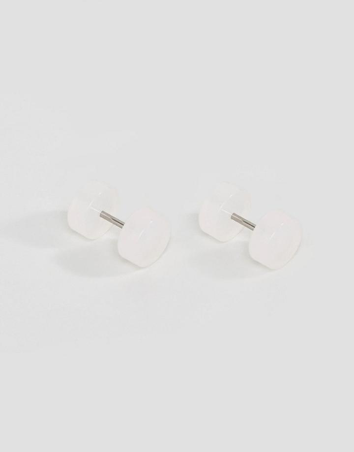 Asos Plug Earring In Pink Semi Precious Stone - Pink