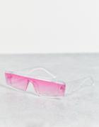 Aj Morgan Slash Rectangle Sunglasses In Clear