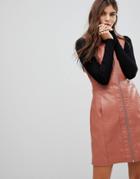 Vero Moda Zip Through Faux Leather Dress - Black