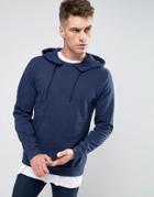 Asos Hoodie With Notch Neck - Navy