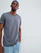 Weekday Dark Raw Edge T-shirt In Gray - Gray