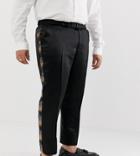 Asos Edition Plus Skinny Suit Pants In Gray And Gold Sequins - Gold