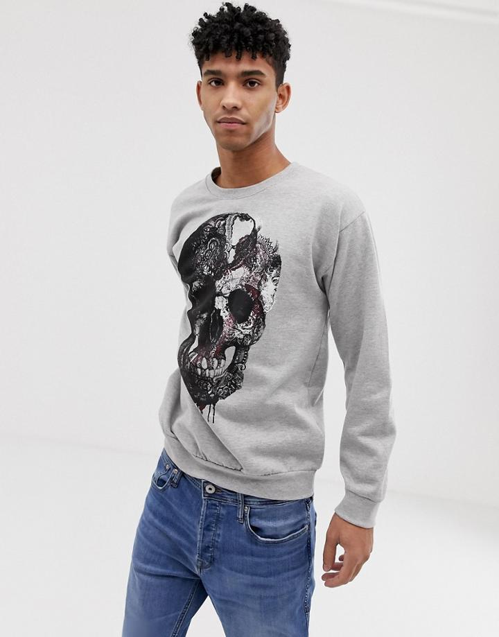 Bolongaro Trevor Paisley Skull Print Sweatshirt-gray