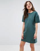 Asos Ultimate T-shirt Dress With Rolled Sleeves - Green