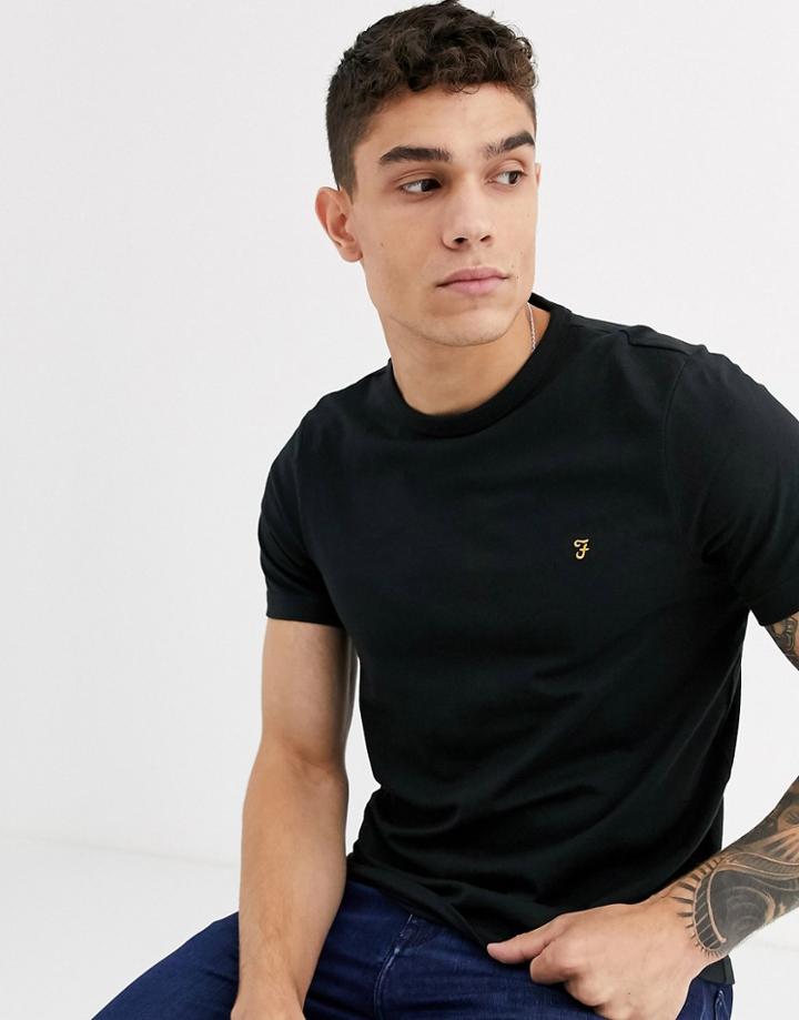 Farah Dennis Slim Fit Logo T-shirt In Black