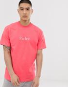 Parlez Skutsje T-shirt With Embroidered Small Chest Logo In Coral-orange