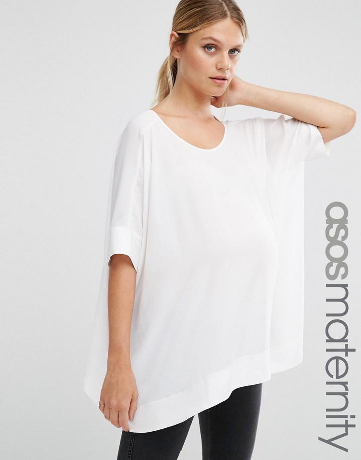 Asos Maternity Oversized Kimono T-shirt With V Back - White