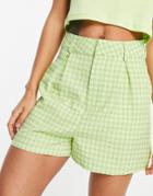 Heartbreak Mix And Match Gingham Tailored Shorts In Lime-green
