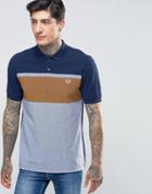 Fred Perry Polo Shirt With Chest Stripe In Carbon Blue - Blue