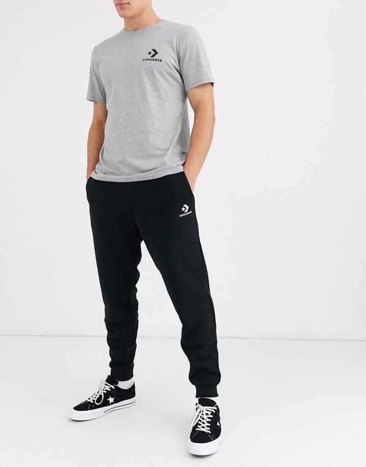 Converse Small Logo Cuffed Sweatpants In Black