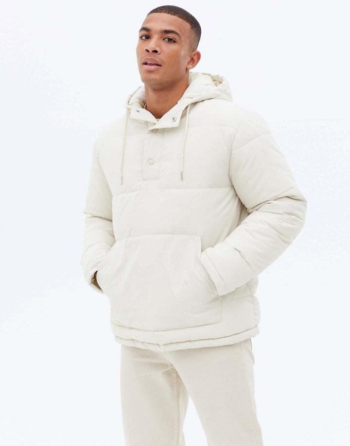 New Look Overhead Padded Jacket In Ecru-neutral