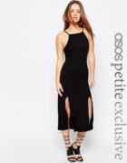 Asos Petite Cami Jersey Dress With Split Detail - Black