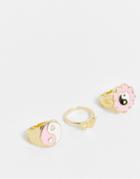 Pieces 3 Pack Sovereign Rings In Pink & Gold