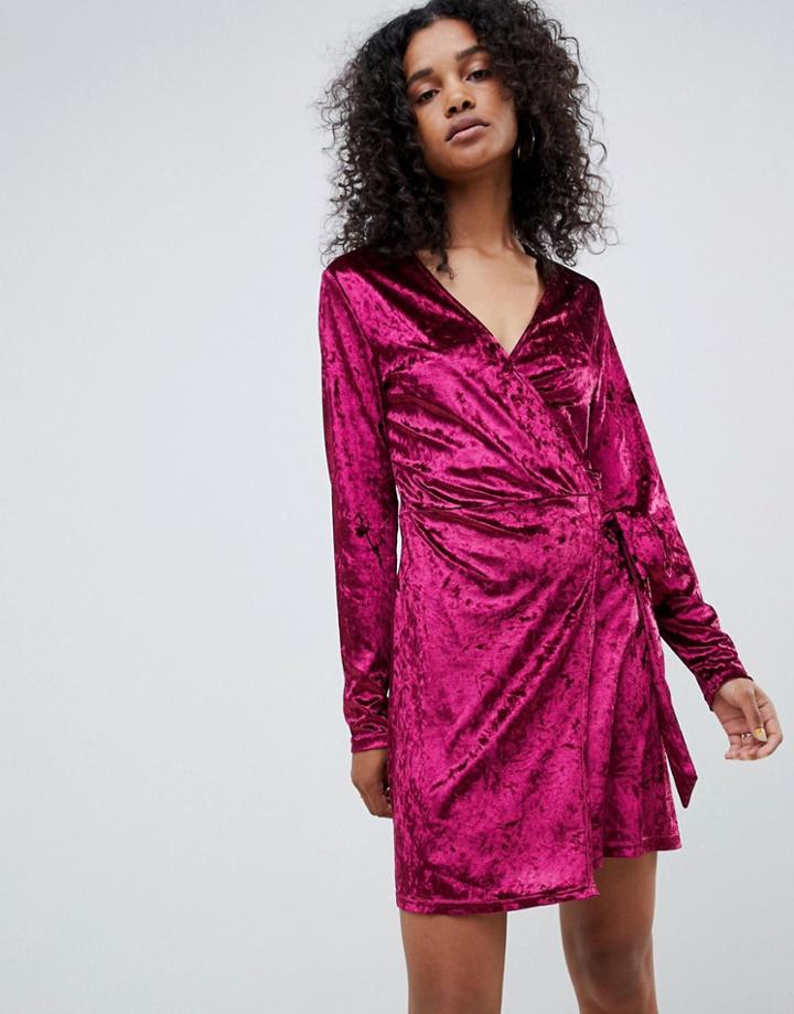 Unique 21 Velvet Wrap Dress - Red