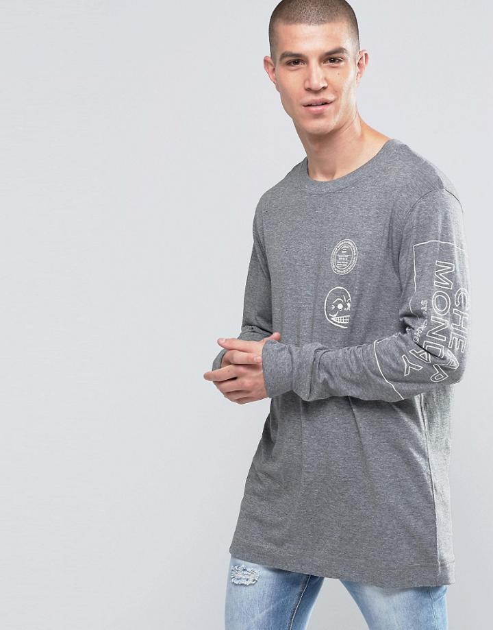 Cheap Monday Yard Long Sleeve Top Skull Logo Gray - Gray