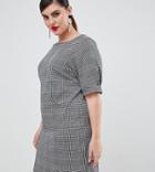 River Island Plus Shift Dress In Gray Check - Black