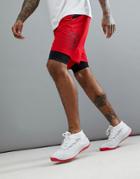 Adidas Basketball Dame 2-in-1 Shorts In Red Ce7349 - Red