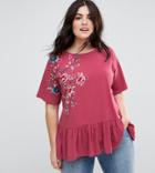Asos Curve Exclusive Smock Top With Embroidery - Pink