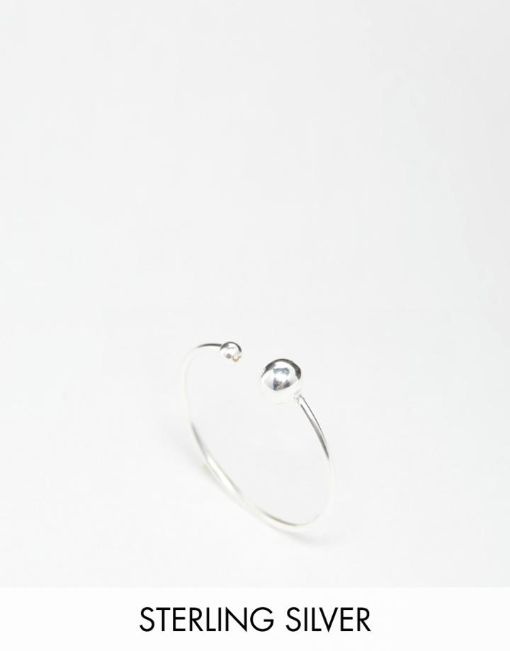 Asos Sterling Silver Fine Open Bead Ring - Silver