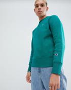 Champion Reverse Weave Sweatshirt With Small Logo In Green - Green