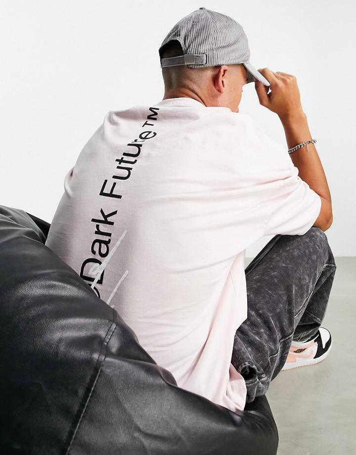Asos Dark Future Oversized T-shirt In Pink With Printed Logo In Organic Cotton