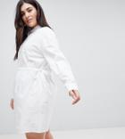Asos Curve Cotton Shirt Dress With Ruching - White