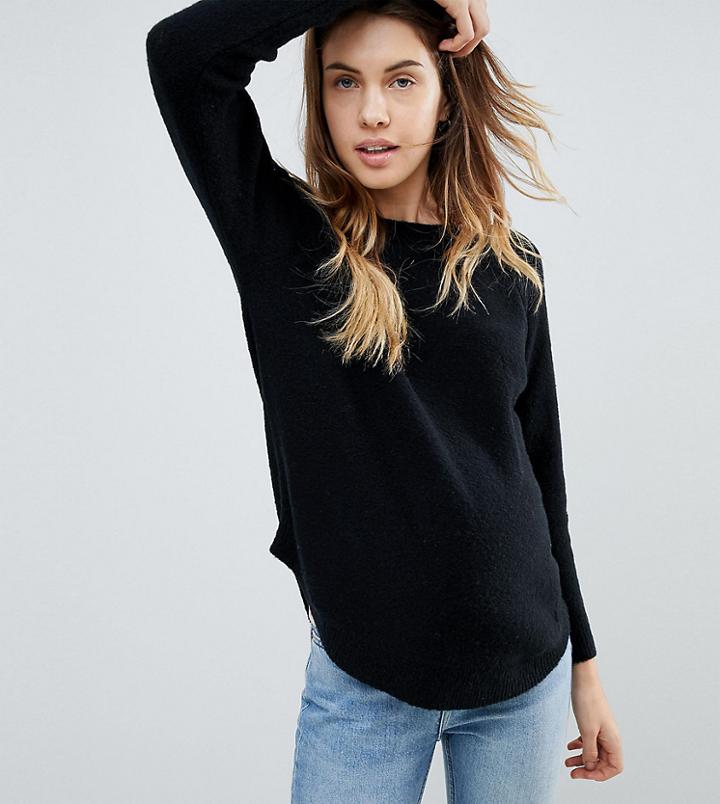 Asos Design Maternity Jumper In Fluffy Yarn With Crew Neck - Black