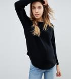 Asos Design Maternity Jumper In Fluffy Yarn With Crew Neck - Black