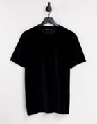 Asos Design T-shirt In Black Velour
