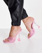 Public Desire New Vinyl Heel Mule Sandals In Pink