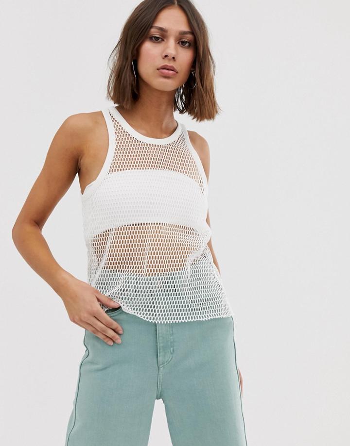 Weekday Net Tank Top In White