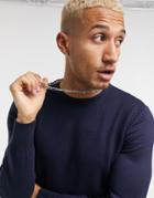 Bolongaro Trevor Waffle Crewneck Sweater In Navy