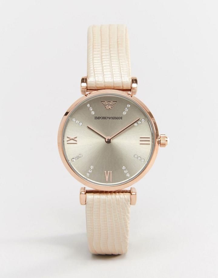 Emporio Armani Gianni T Bar Leather Watch Ar1681 - Gold