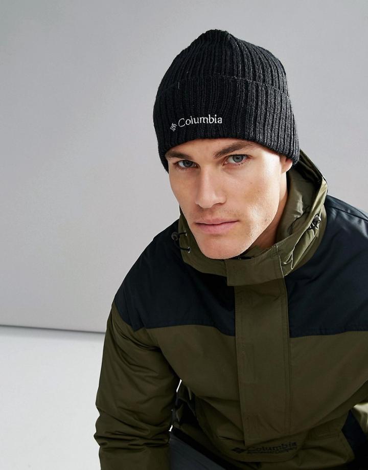 Columbia Logo Embroid Watch Beanie In Black - Black