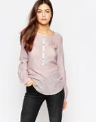 Vila Collarless Button Front Shirt - Rosesmoke