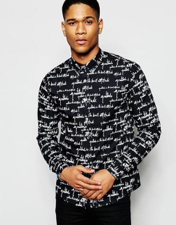 Izzue Shirt With Contrast Collar - Black