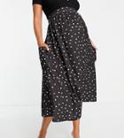 Asos Design Maternity Midi Skirt With Pocket Detail In Mono Spot Print-multi