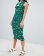 Asos Design Two-piece Knit Skirt In Argyle Pattern - Green