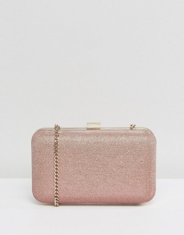 Dune Sarah Pink Metallic Box Clutch Bag - Pink