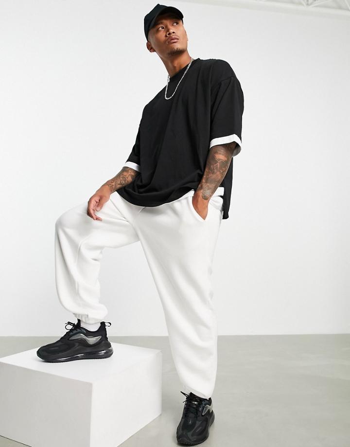 Asos Design Overszied Double Layer T-shirt With Half Sleeve In Black