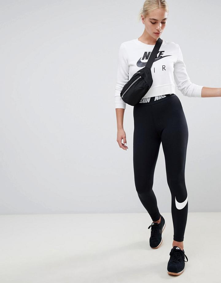 Nike Black High Rise Leggings With Contrast Waistband