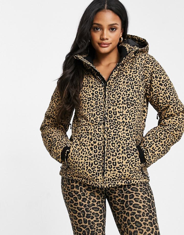 Protest Dallas Ski Jacket In Leopard Print-brown