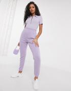 Missguided Two-piece Slim Sweatpants In Lilac-purple