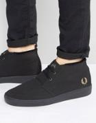Fred Perry Shields Mid Wax Cotton Mid Sneakers - Black