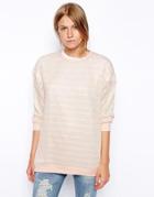 Asos Sweater In Knitted Stripe - Pink/cream