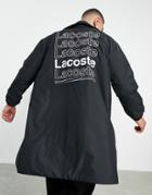 Lacoste Text Back Print Trench In Black