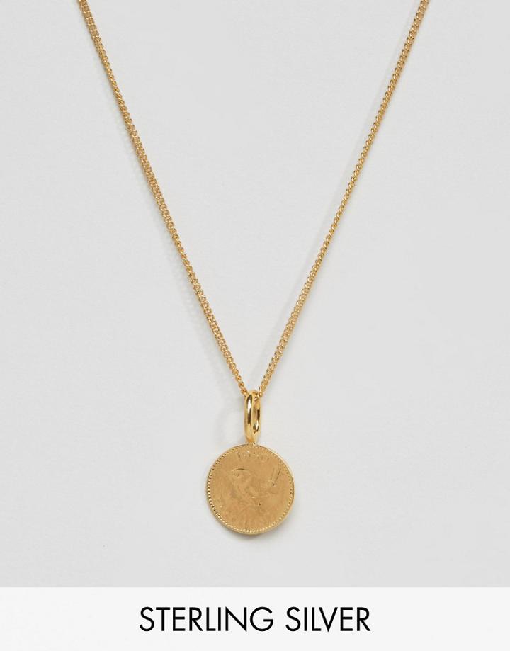 Katie Mullally Gold Farthing Pendant Necklace - Gold