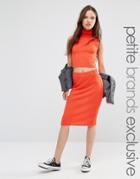 Noisy May Petite Knitted Ribbed Bodycon Skirt - Red
