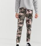 Asos Design Tall Slim Jeans In Camo Print - Green