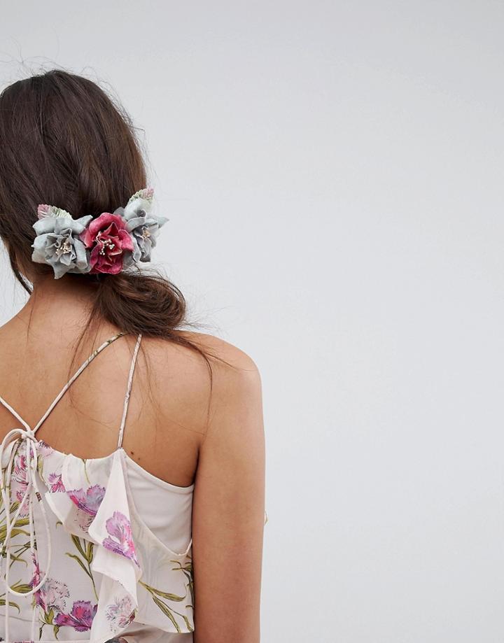 Asos Occasion Velvet Floral Hair Comb - Multi